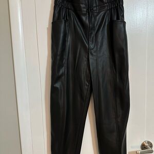 Madewell Black Faux Leather Paper Bag Waist Pants, Women’s Size 10